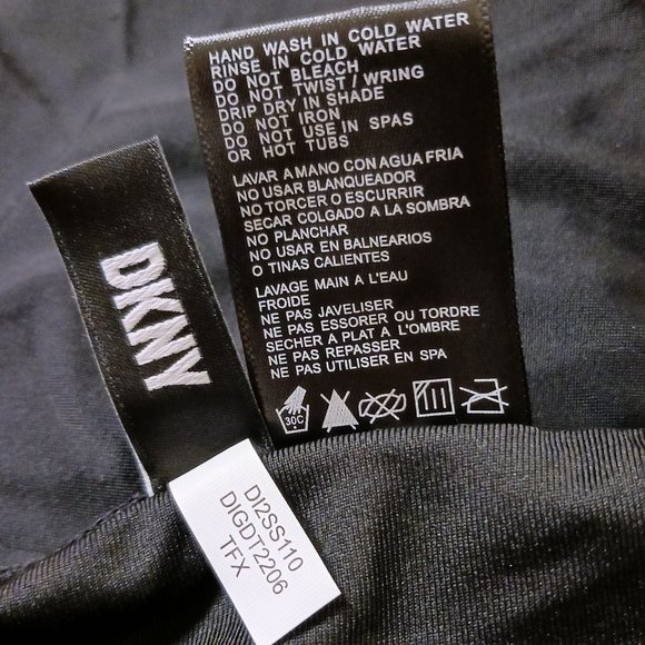NWT  DKNY Two Piece Black Ruffled Neck Tankini, Swimsuit, Bathing Suit  … - Picture 10 of 15